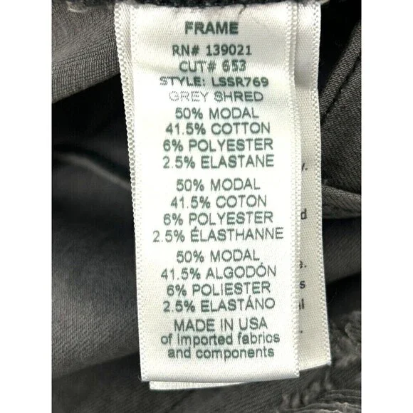 Frame Denim Le Skinny de Jeanne Women 28 Jean Gray Shred Distressed USA Stretch - Picture 12 of 13